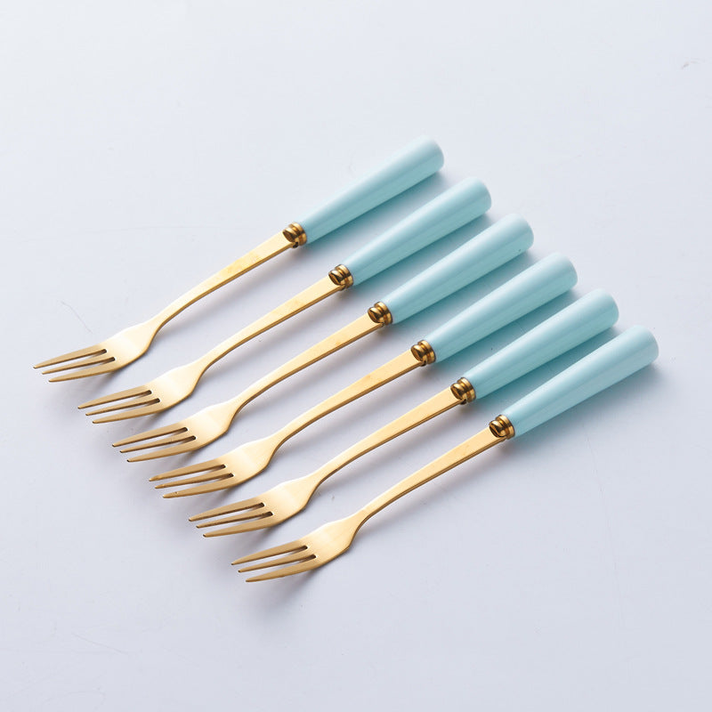 Nordic fruit fork spoon for home stainless steel fruit pick coffee spoon ceramic storage jar suit high-end mooncake knife and fork