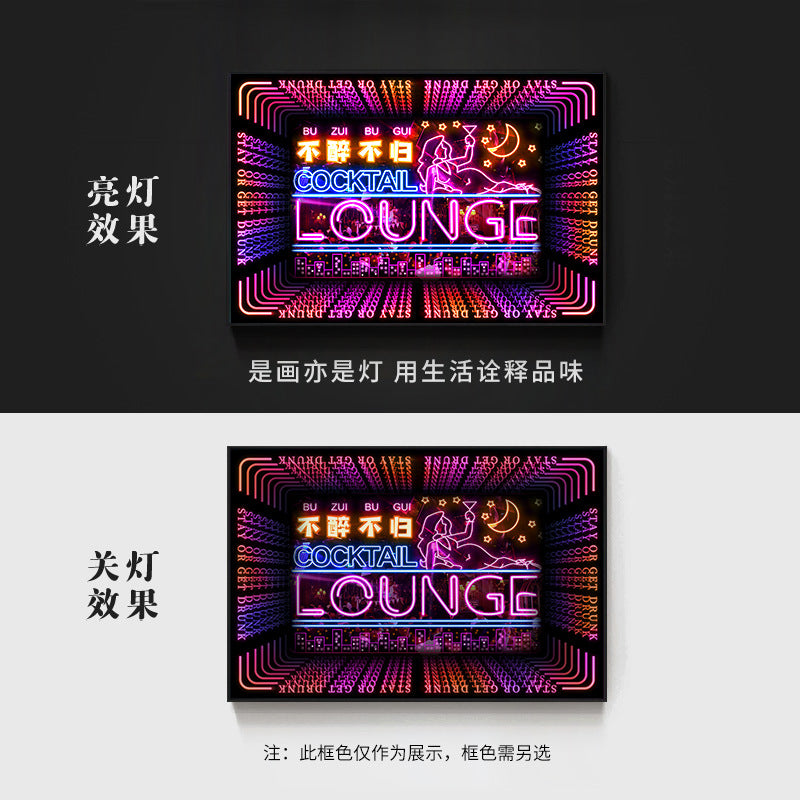 Bar wall decoration painting clear led neon lights luminous characters hanging paintings BBQ shop KTV box pub with lights painting