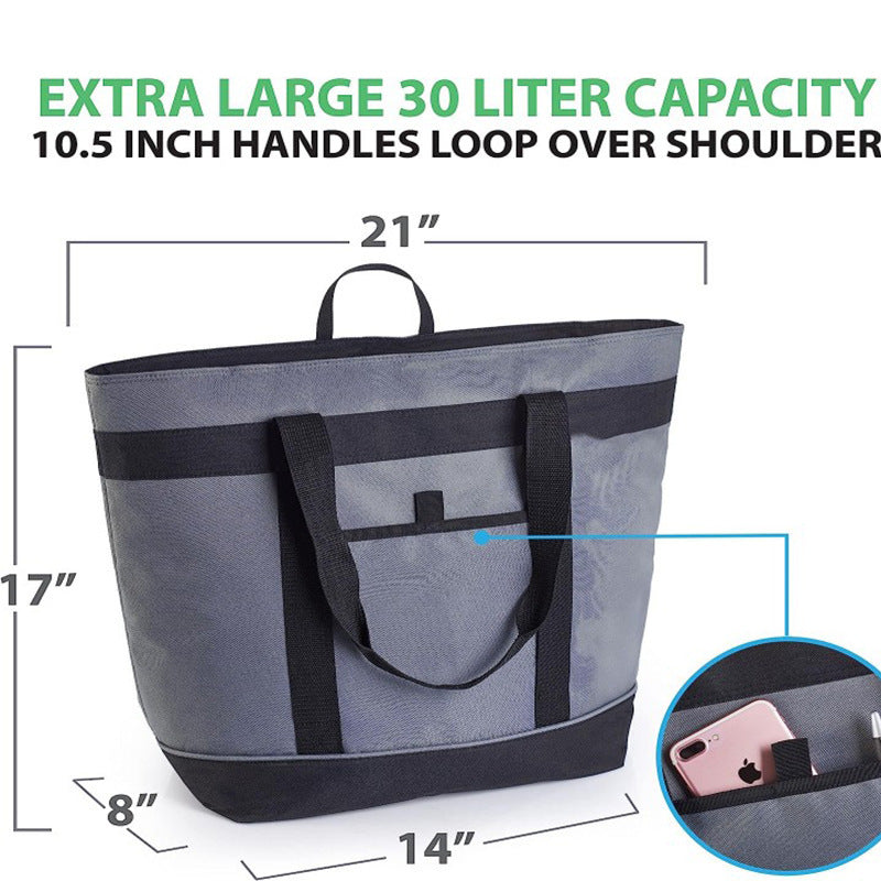 insulated cooler bag, oxford cloth outdoor camping ice pack, portable tote, large capacity waterproof picnic bag