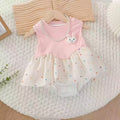 Newborn & infant baby girl summer outfit: adorable romper with princess cake skirt - fresh & sweet one-piece