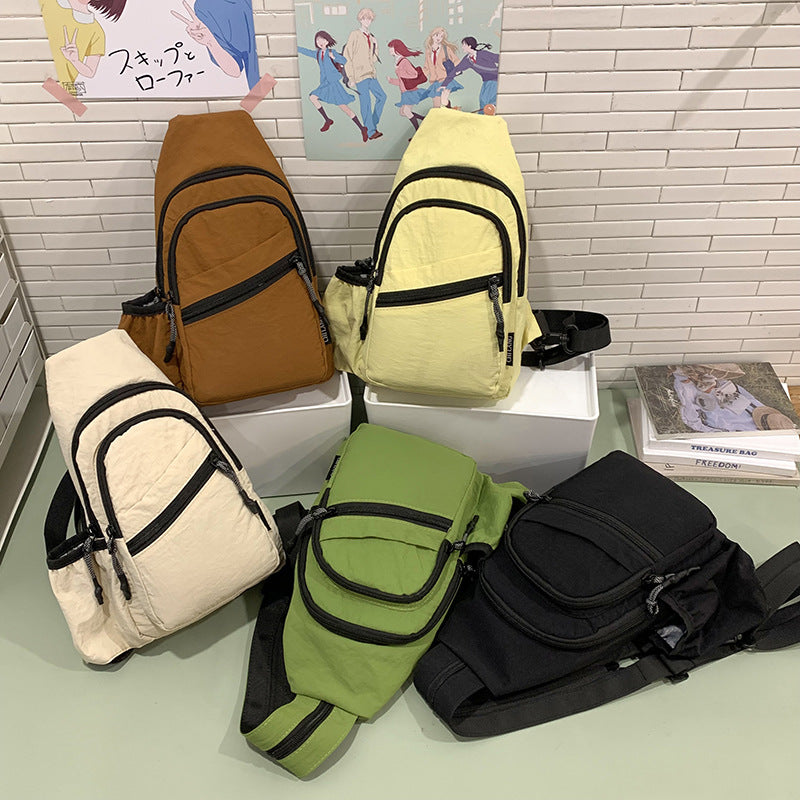 New Japanese trendy brand casual breast bag women's Oxford cloth shoulder small backpack versatile and lightweight outdoor sports messenger bag