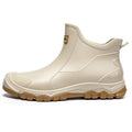 Men's rain boots - autumn/winter outdoor fishing waterproof short boots - men's non-slip kitchen/takeout water shoes - fleece-lined cotton boots