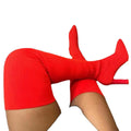Sock boots women's  summer autumn new arrival elastic boots over the knee thick heel pointed toe slim boots knitting socks autumn winter