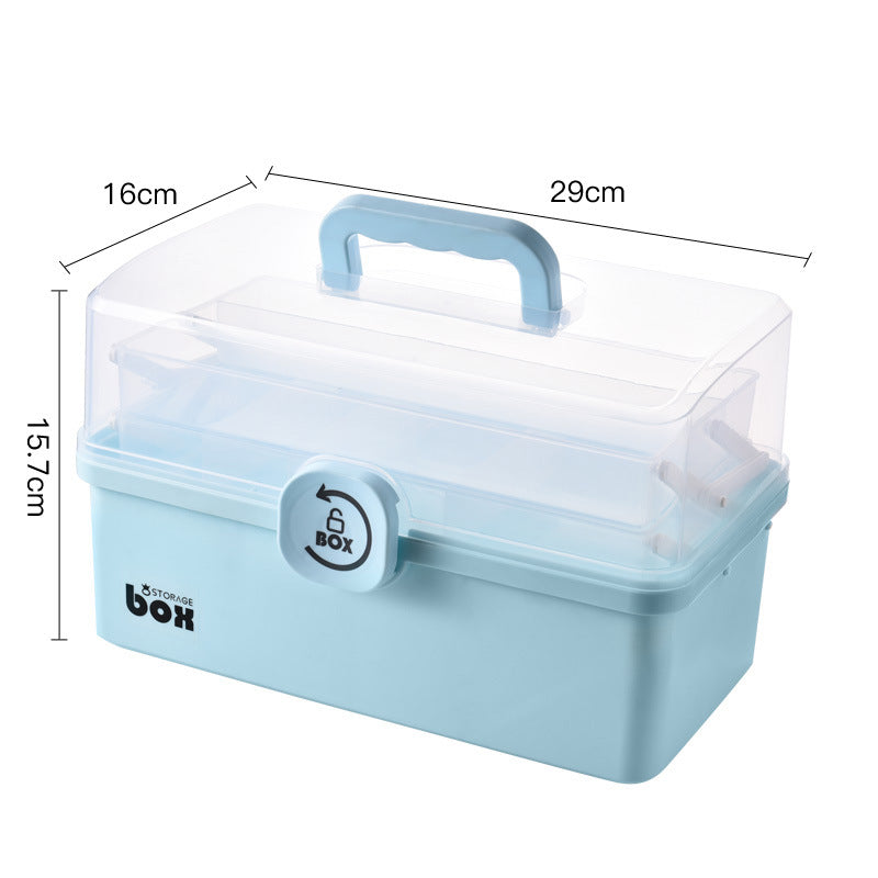 Household large-capacity portable household medicine box medicine large storage box folding plastic transparent portable medicine box