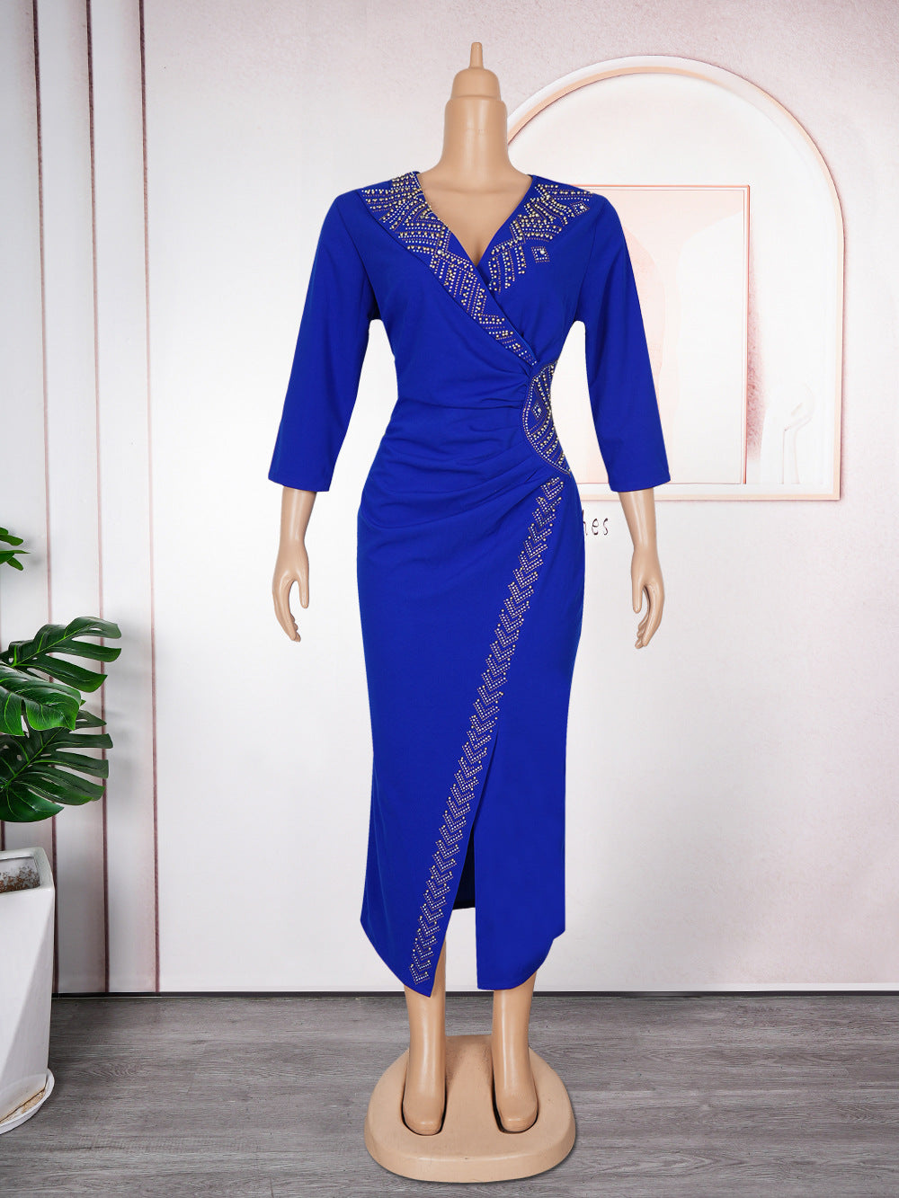 new arrivalplus size african women's clothing elegancefashiondress studded high waist figure-hugging hip skirt
