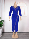 new arrivalplus size african women's clothing elegancefashiondress studded high waist figure-hugging hip skirt
