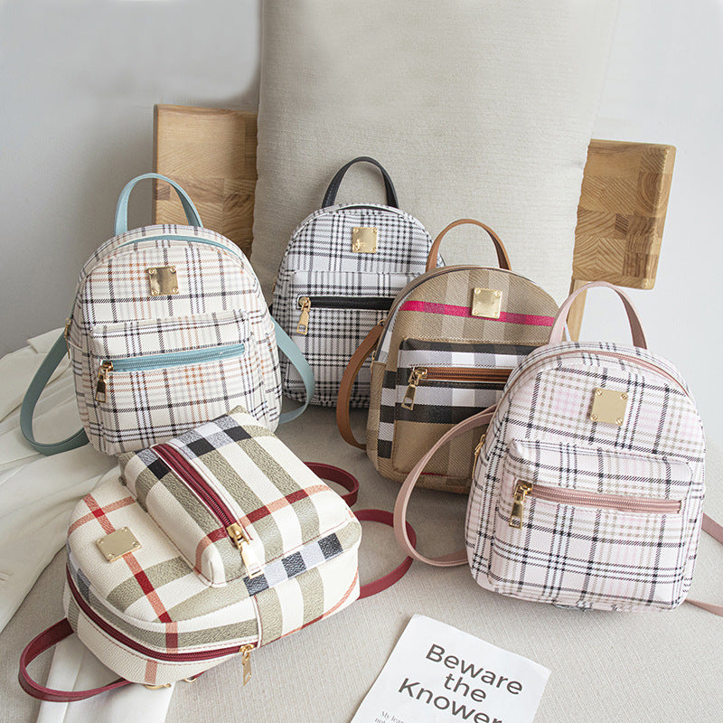 Plaid backpack 2021Shoulder bag wholesale Hong Kong style student schoolbag  small backpack trend backpack