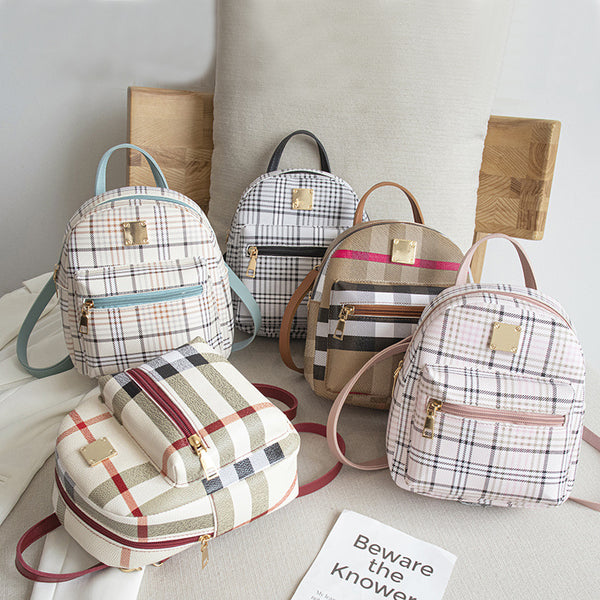 Plaid backpack 2021Shoulder bag wholesale Hong Kong style student schoolbag  small backpack trend backpack