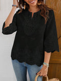 cross-border  fashion sexy lace v-neck spring/summer new arrival three-quarter sleeve blouse