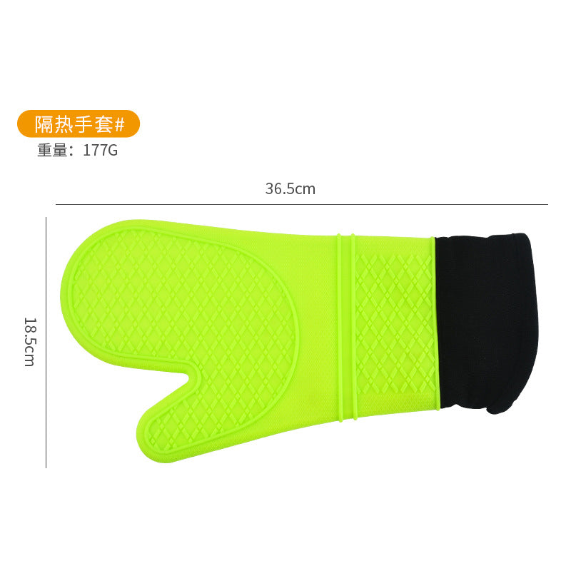 Cross-border silicone thickened kitchen anti-high temperature insulation gloves microwave oven gloves square cotton cloth insulation pad