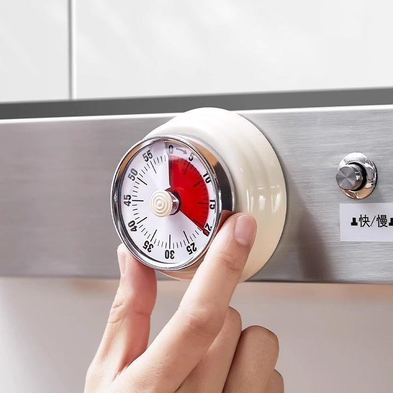 Mechanical kitchen timer - visual time management alarm with countdown & magnetic attachment