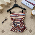 Sexystripeswork clothing style tube top women's summer pleated waist slim slimming lookshorttopshot girl style