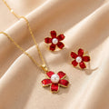 hot-selling copper inlaid zirconium drop oil camellia pearl necklace for women accessible luxuryfashioneasiest for matchelegant clavicle chain suit