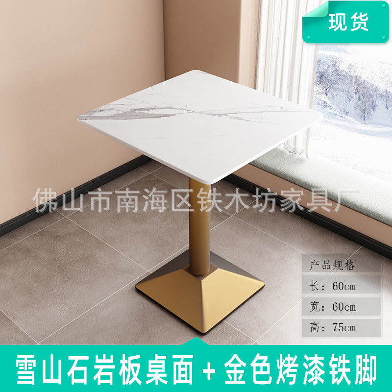 Customized commercial slate dining table simple table bar milk tea fast food restaurant canteen rectangular table apartment negotiation table and chairs