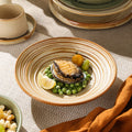 Vintage chic ceramic dinnerware - restaurant & hotel grade, unique ribbed design, steak & western cuisine plates, high-style deep dishes for home use