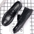 Casual leather shoes for men spring live broadcast british business formal wear hand-grabbed pattern soft leather soft bottom slip-on men's leather shoes