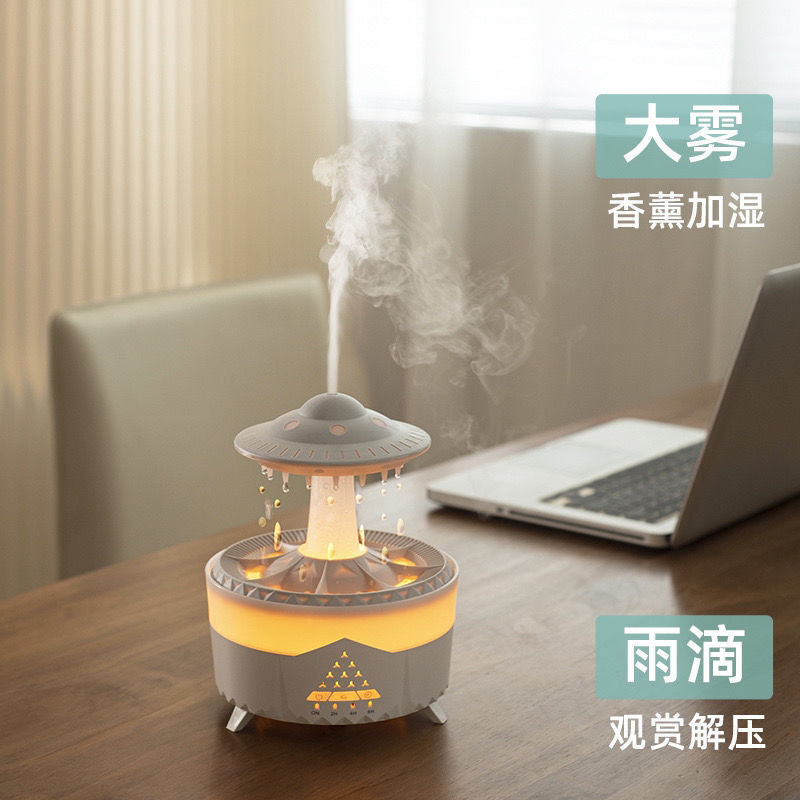New colorful raindrop aroma diffuser - home bedroom night light, office desk silent remote control humidifier & air purifier