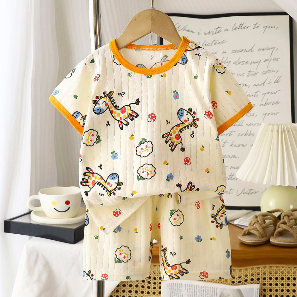 summer new arrivals: kids' short-sleeve and shorts sets - baby boys' and girls' t-shirt and shorts outfits, all-cotton wholesale