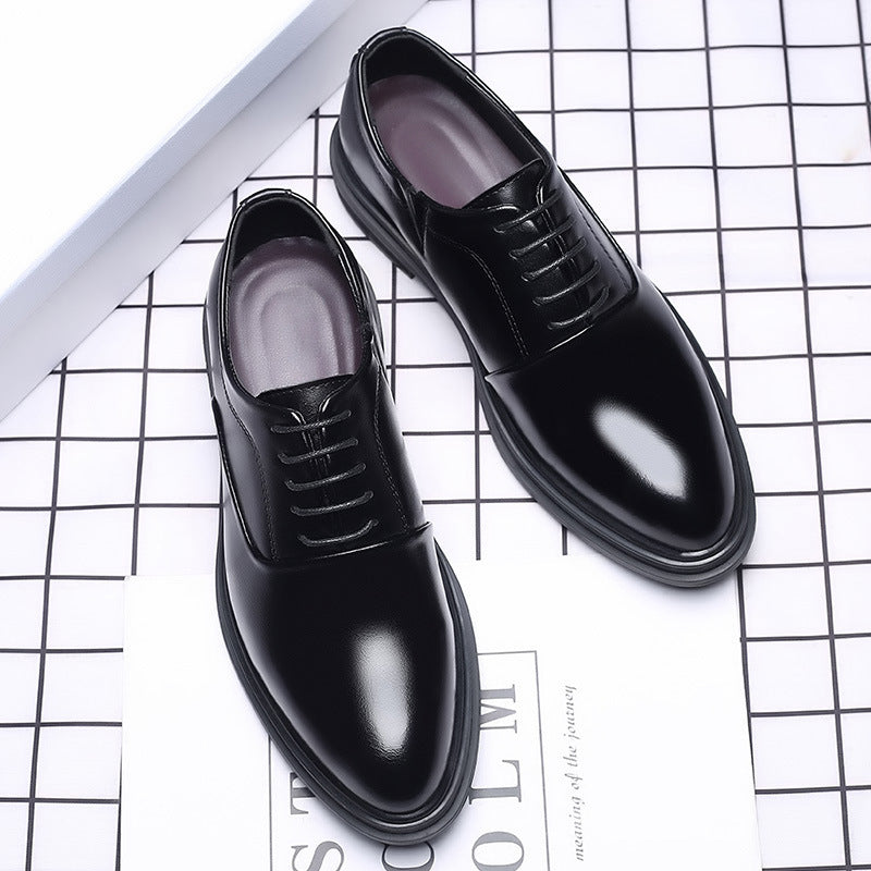 New men's brogue leather shoes - business casual, british style, formal dress shoes, korean style, breathable wedding shoes for men