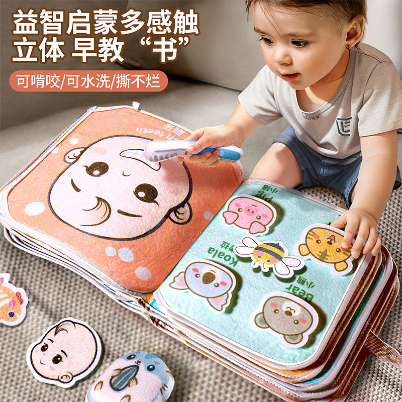 Tear-resistant quiet book for babies - early learning cloth book with velcro, chewable, 3d puzzle, and educational toy