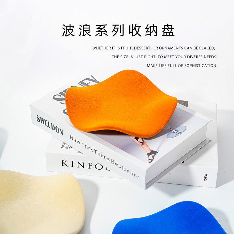 Personalized creative desktop storage ornaments ceramic asymmetrical plate high-looking entrance jewelry key storage display plate