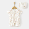 Babibele baby short-sleeve romper - lightweight summer bodysuit for infants & toddlers - perfect for air conditioning - includes bib!