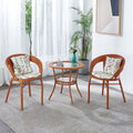 Balcony for home small coffee table house courtyard rattan tea table and chair combination outdoor open-air rattan chair three-piece small round table