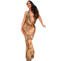 Fashion style cross-border color matching loose women's silm halter neck hip skirt low-cut swing collar sleeveless backless long dress