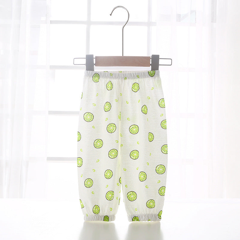 Baby pants summer boys and girls anti-mosquito pants thin baby pure cotton bloomers lightweight breathable cartoon printing pants