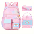 Gradient pink small size + pencil case + meal bag (three-piece set)