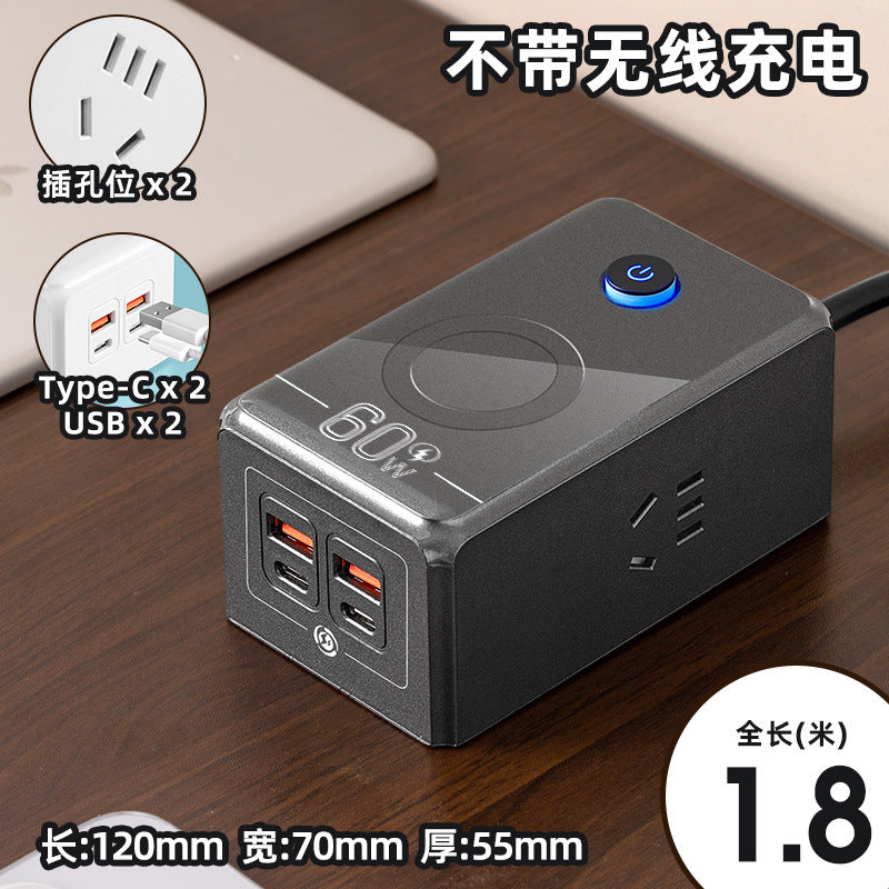 60w wireless phone charging socket panel multifunctional with usb fast charging power strip home dormitory power strip