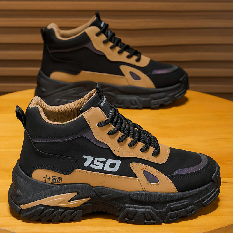 High-top men's shoes: 2025 fall/winter new arrivals - trendy casual martin boots, stylish and versatile, athletic anti-slip thick-soled work shoes