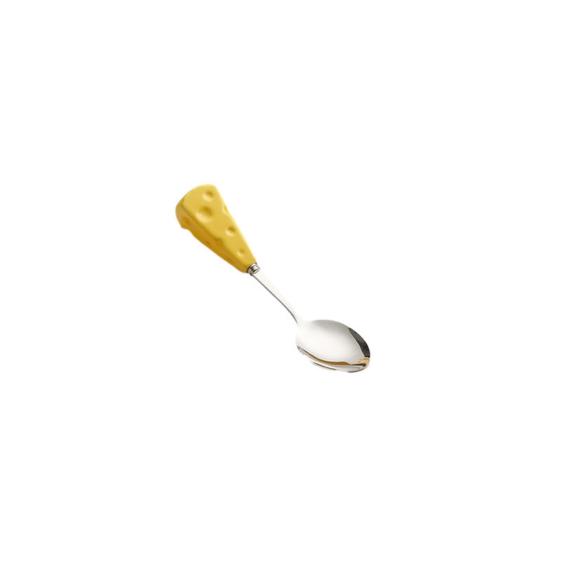 Platform carefully selected creative ceramic cheese handle knife, fork and spoon, high-looking kids stainless steel fork and spoon, western food knife wholesale