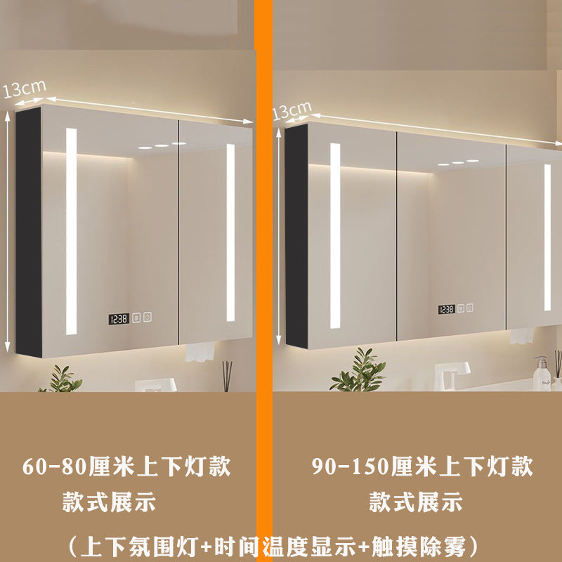 Solid wood smart bathroom mirror cabinet toilet wall-mounted rack toilet storage cabinet cosmetic mirror with light