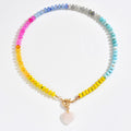 dopamine natural stone beaded necklace niche stylefashion fresh gradient ins heart pendant clavicle chain for women