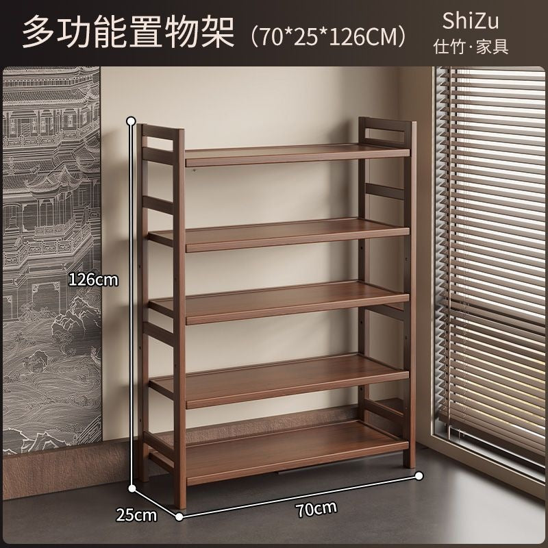 Solid wood chinoiserie tea set storage rack tea ornaments display rack tea cabinet small tea room storage cabinet