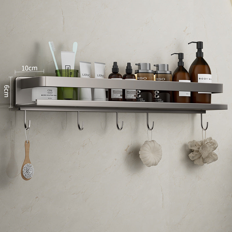 Removable and washable space aluminum bathroom rack Wall-mounted non-punching bathroom cosmetic storage rack Factory direct sales