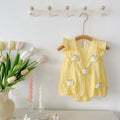Infant and toddler onesie summer outfit, baby girl romper with flutter sleeves, triangle-shaped onesie, newborn and toddler summer lightweight clothing