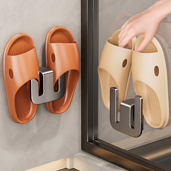 Toilet gun gray slipper rack space aluminum wall hanging no punching slippers drain rack bathroom shoe storage rack