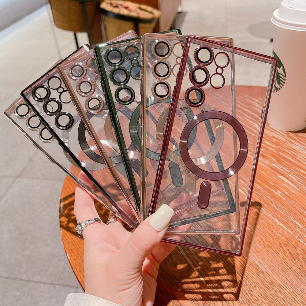 Suitable for samsung s26ultra electroplated magnetic wireless charging mobile phone case a35 all-inclusive lens cd pattern transparent soft case