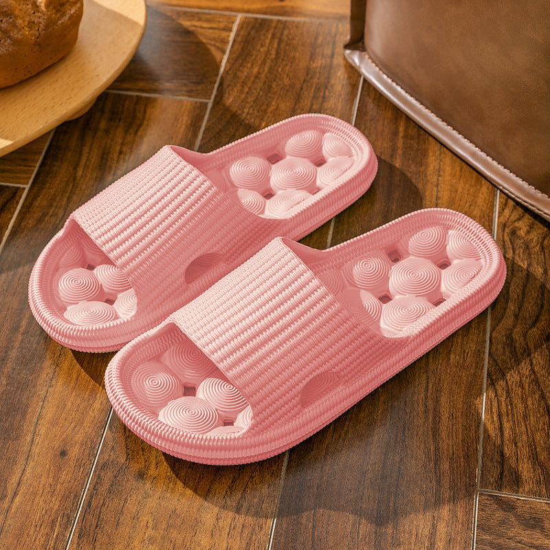 New non-slip home slippers - all-season bath slippers for men and women, soft sole hollow-out design, couple's bathroom drain slippers for dorms