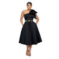 C7011 cross-border   independent station fashion women's solid color sexy formal dress new