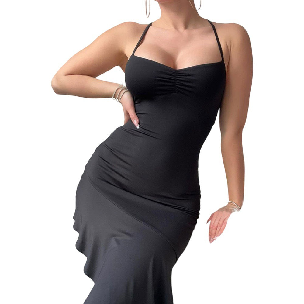 Shein Independent Station Cross-border Women's Sexy Pure Desire Dress Summer Black Dress High Temperament Suspender Dress