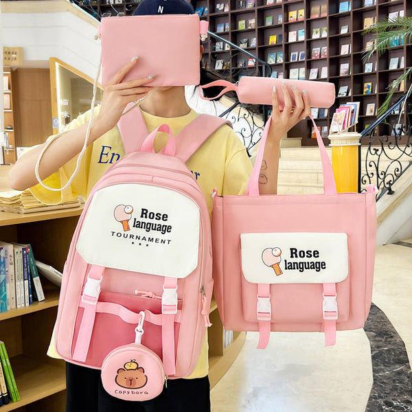 School bag female primary and secondary school students bag large capacity backpack tutoring bag new Korean version ins cartoon casual backpack