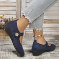 autumn new arrival: women's wedge heel single shoes for cross-border e-commerce. available in plus sizes. 0.5cm heel height difference. wholesale options available. dropshipping to  and