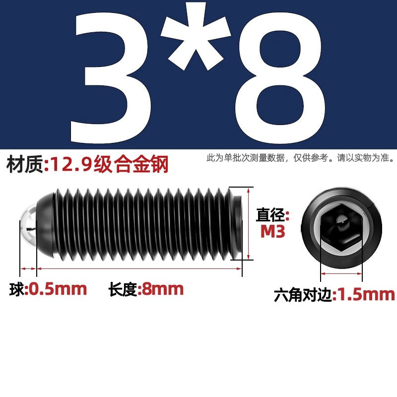 304 stainless steel/12.9 grade wave ball screw steel ball fastening spring ball head spring plunger ball glass positioning ball