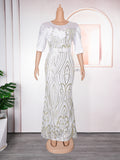 e-commerce european and american sequined slim-fit mermaid evening gown maxi dress african women's clothing  plus size dress