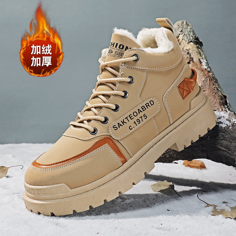 Winter men's shoes snow boots men's fleece-linedthickenedheattechmenboots british high-top cotton shoes workwear boots 8611