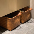 American retro high-end faux rattan storage basket - snack, toy, laundry, and general storage - woven basket, picnic basket