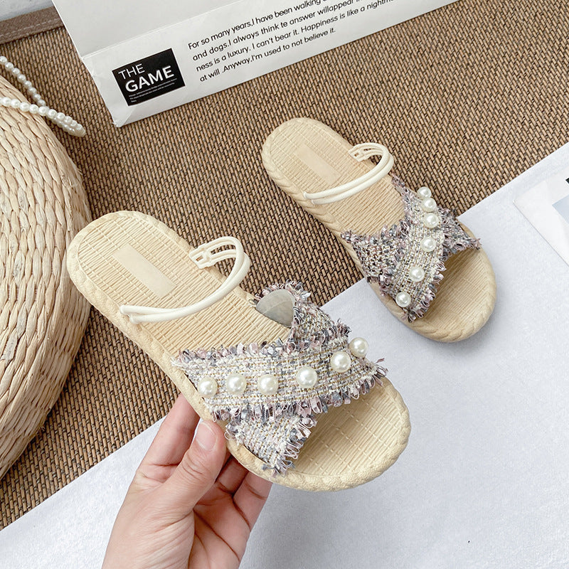 Fairy-style woven sandals for women, perfect for beach vacations and pairing with skirts. new summer collection, unique and elegant women's footwear